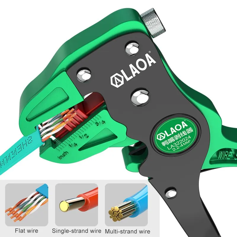 LAOA Automatic Wire Stripper Flatwire Cutter Stripping Plier 0.2 to 4mm Range Length Adjustment For Electrician