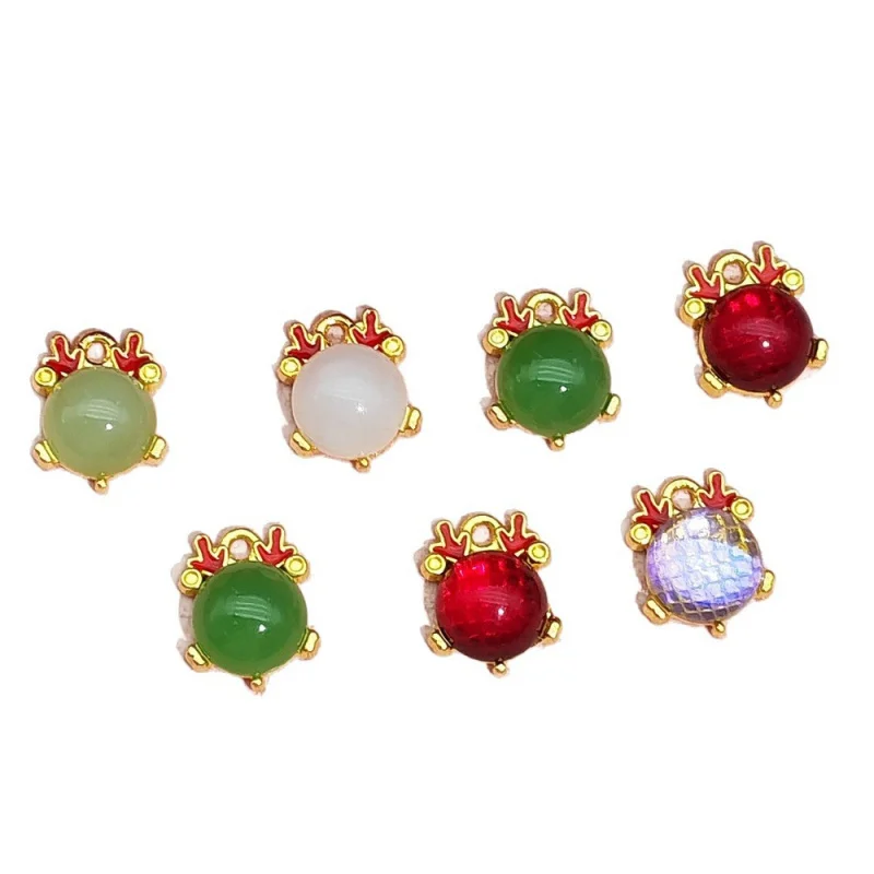 20PCS SET New Style Alloy Gold Jade Dragon Horn Pendant Handmade diy Bracelet Necklace Material Accessories Jewelry