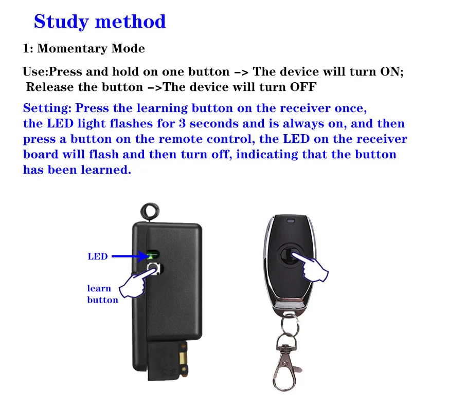 220V 30A relay receiver 433 Mhz high-power wireless switch Led light door garage door remote opening and closing wireless remote