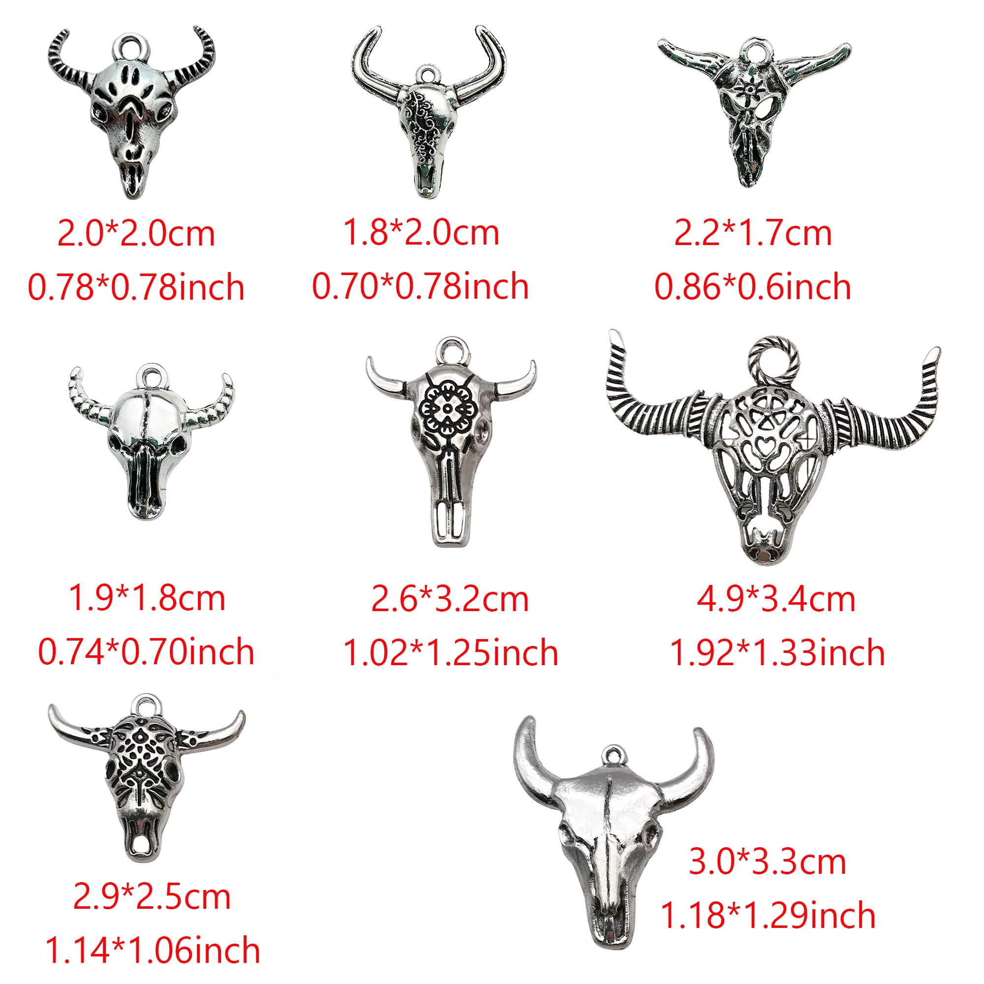 8pcs Antique Silvery Eid Al-Adha Bull Head Horn Charms Alloy Animal Pendants For DIY Jewelry Making Findings Crafting Accessory