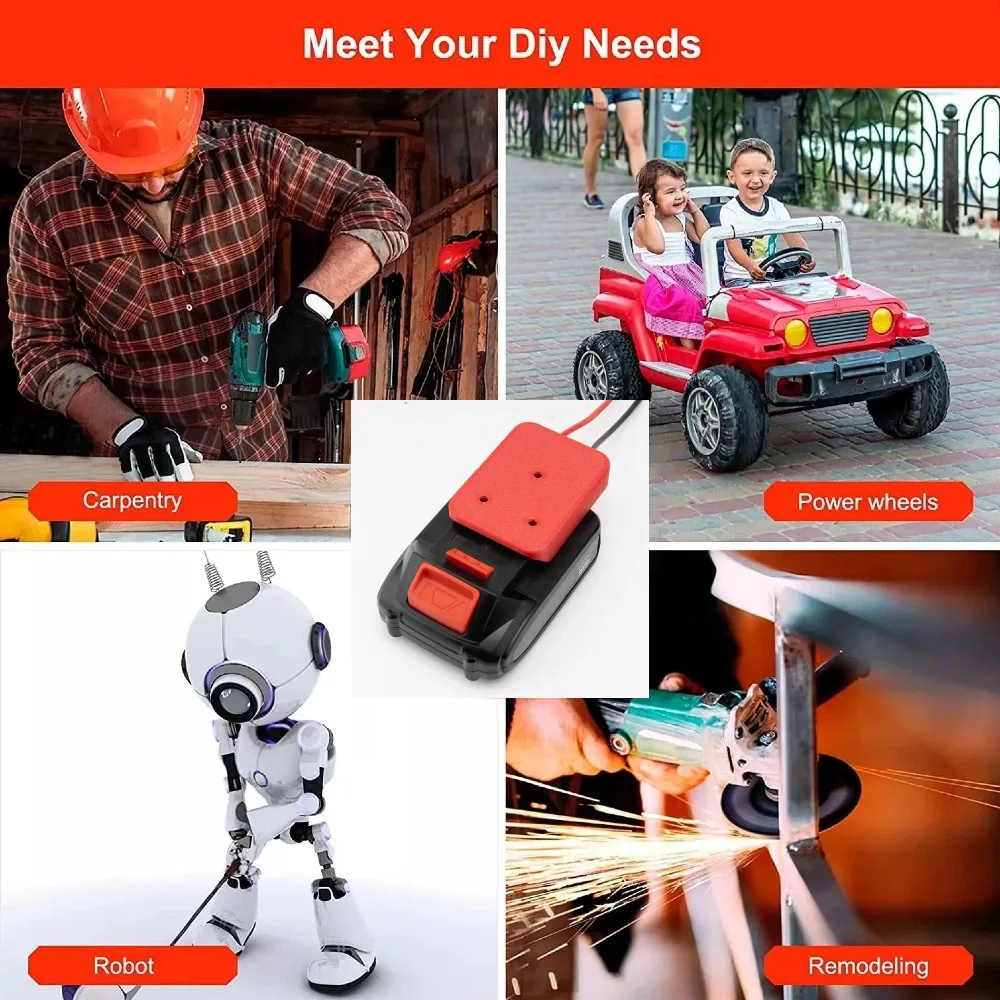 DIY Battery Power Adapter for YATO 18V Li-ion Battery for 12 Gauge Robotics or Power Wheels Upgrade Provide Power Supply