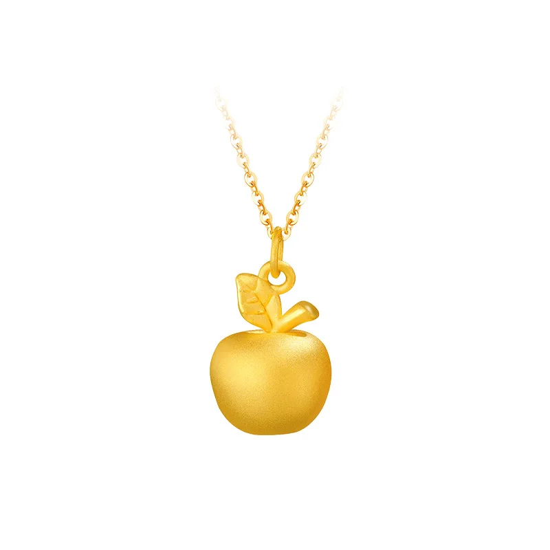 Fashion 14k Gold Color Apple Pendant Necklace for Women Bride Wedding Birthday Valentine's Day Mother's Day O Chain Jewelry Gift