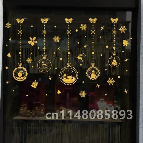 

2021 Electrostatic Sticker Glitter Effect Snowflake Christmas Window Wall Stickers Kids Room Home Decoration New Year Wallpaper