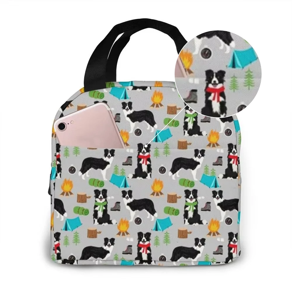 Lunch Bag Young Border Collie Dog Lunch Box Insulated Bag Tote Bag For Men/Women Work Travel