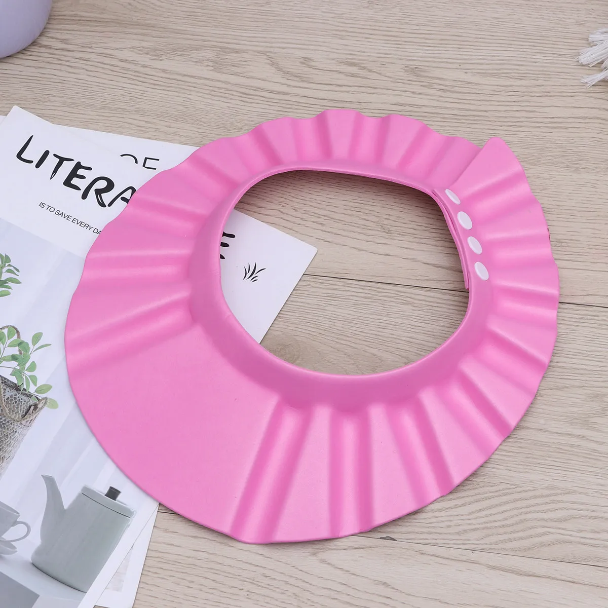 

Baby Adjustable Pink Shower Cap Children's Bath Hair Wash Shield Hat Ear Protection Infant Shampoo Shield Soft Elastic