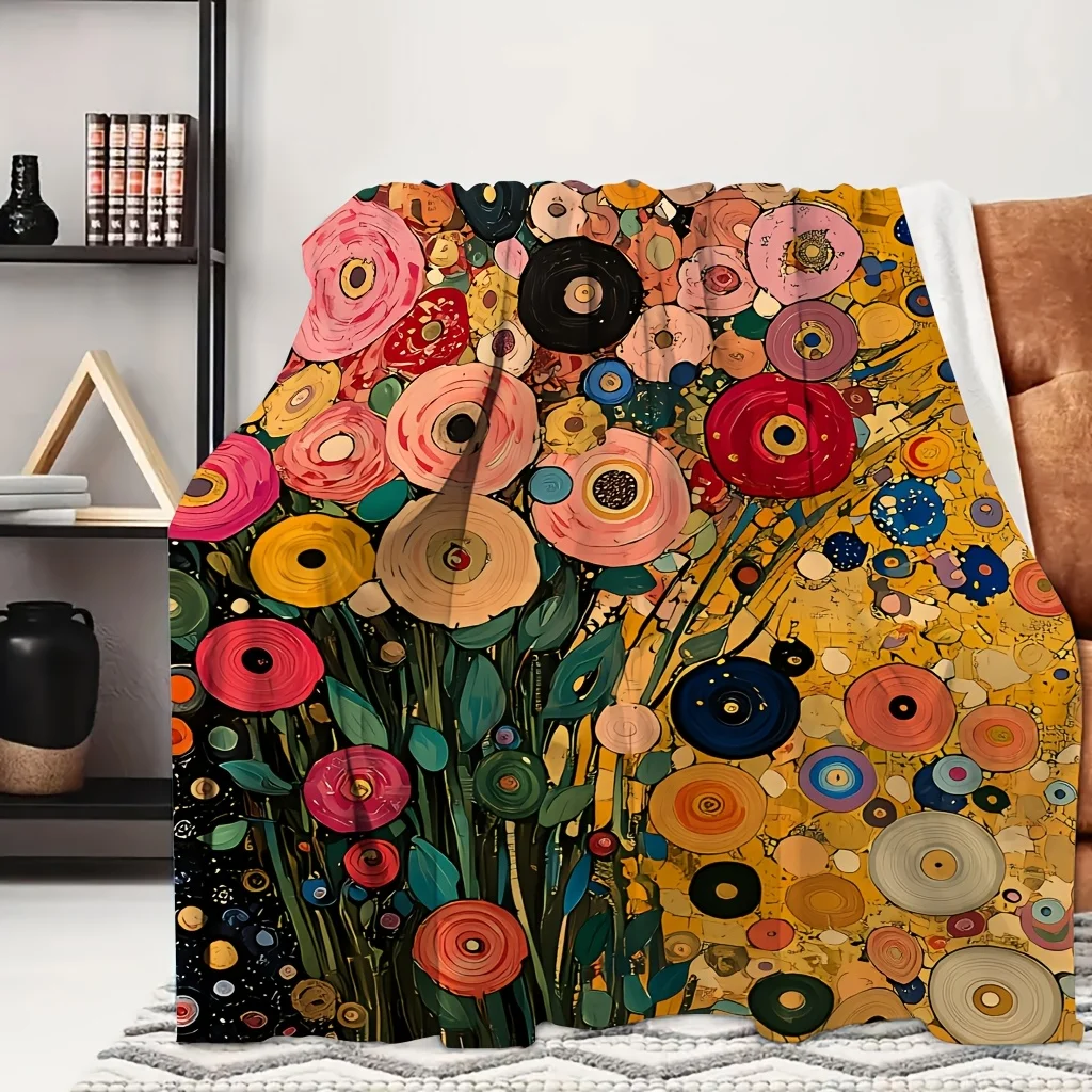 1pc Multicolor Mixed Wildflower Dense Autumn Print Flannel Blanket, Comfortable and All-season Usable, Suitable for Blankets, Ki