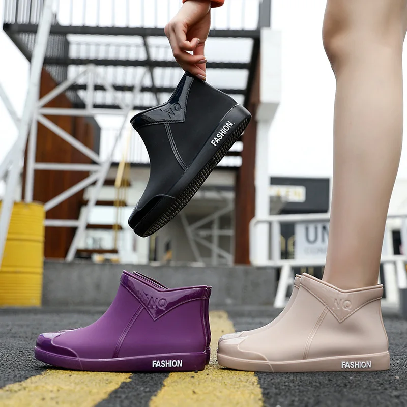 2022 Women Rubber Rain Ankle Boots Waterproof Shoes Woman Ladies Winter Female Water Shoes Rainboots Short Boots For Women botas