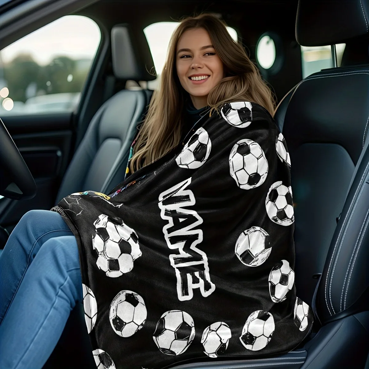 Custom name Soccer Blanket Soccer Themed printed Blanket for Football fans boys girls birthday festival gifts four season use