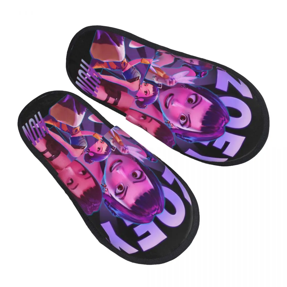 Zapatillas de casa con estampado personalizado Zoey Huntrix Kpop Demon Hunter para mujer, pantuflas mullidas de espuma viscoelástica cálidas y acogedoras, zapatos para interiores y exteriores