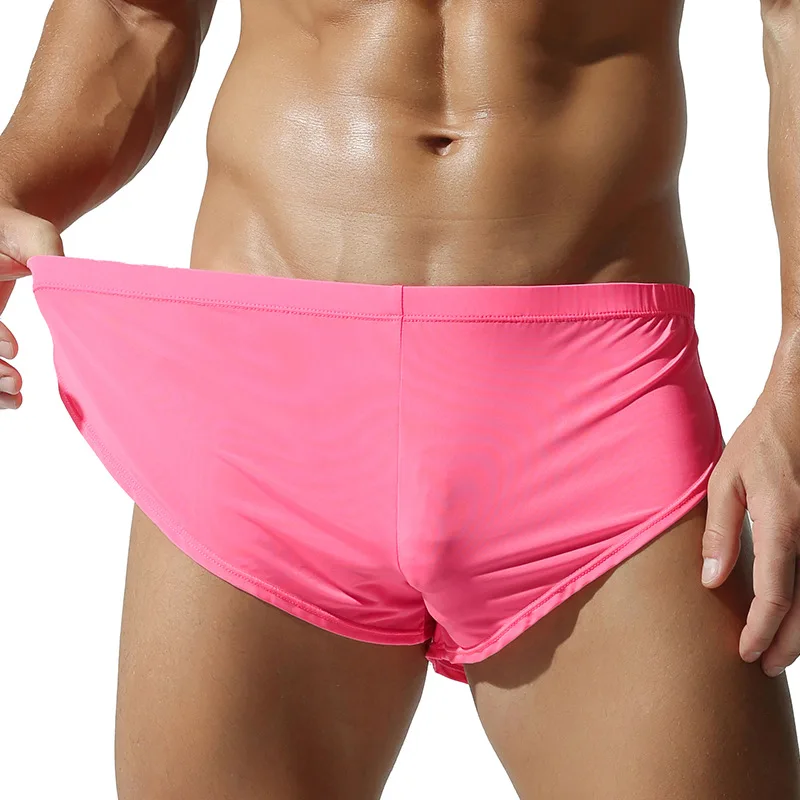 

Мужские домашние брюки для фитнеса, спортивное нижнее белье, удобные дышащие брюки из ледяного шелка для сна с боковым разрезом, брюки Aro, Cueca Boxer Masculino