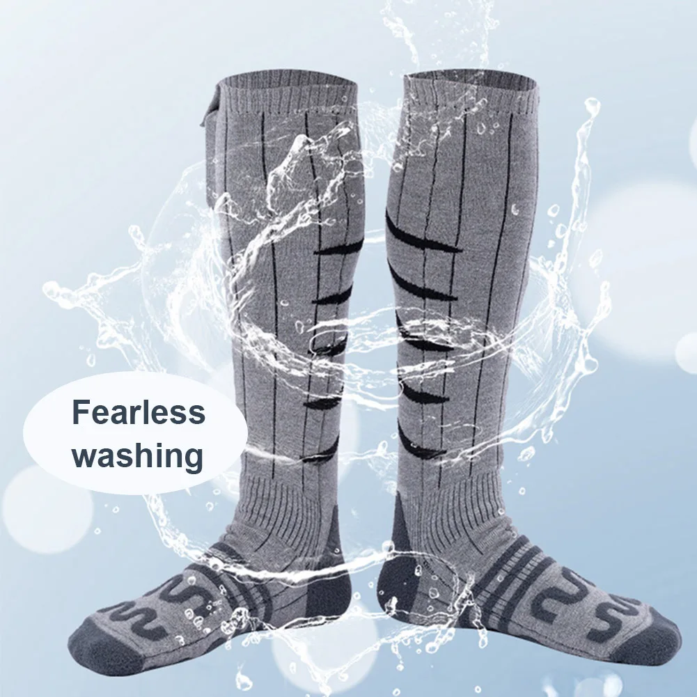 Chaussettes chauffantes électriques chaussettes de ski résistantes au froid chauffage rapide chaussettes thermiques chaudes d'hiver lavables pour le cyclisme Camping patinage