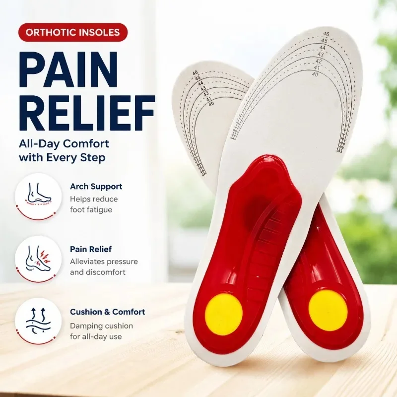 1-6Pair Orthotic Insoles With Arch Support Flatfoot Orthopedic Insoles For Feet Pain Relief Air Movement Damping Cushion Padding