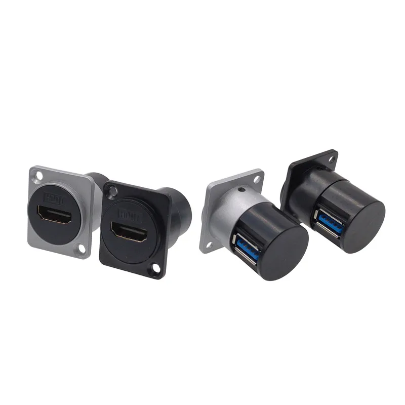 1 szt. Gniazdo USB typu D Metalowe złącze żeńskie do żeńskiego do montażu panelowego HDMI USB 3.0 90 °