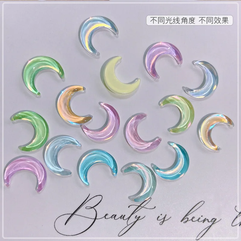 5 sztuk cyrkonie do paznokci wisiorki Nail Art księżyc kryształowa biżuteria kolor mokka kryształowy diament do paznokci