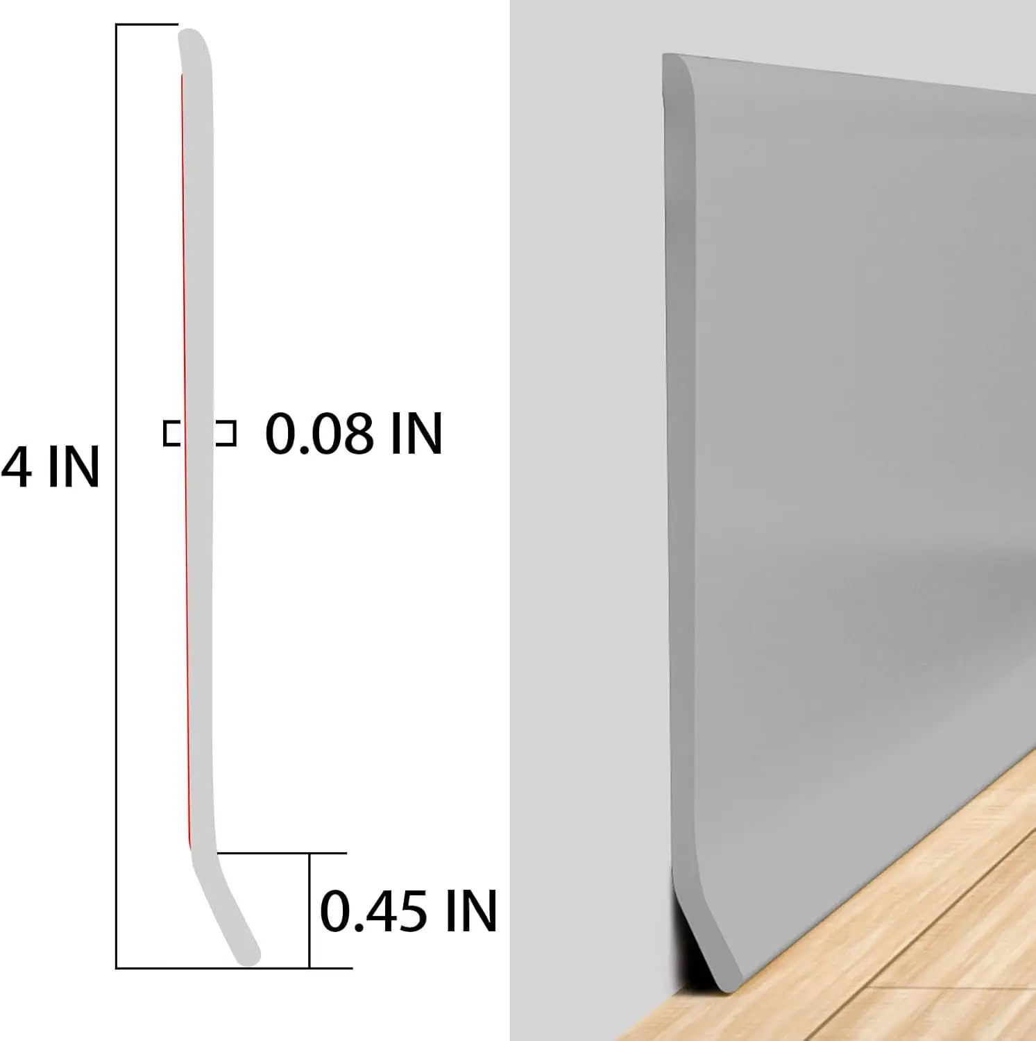 Flexible Baseboard Trim - Vinyl Cove Base Peel and Stick Baseboards Molding Trim Self Adhesive Wall Base Floor Baseboard