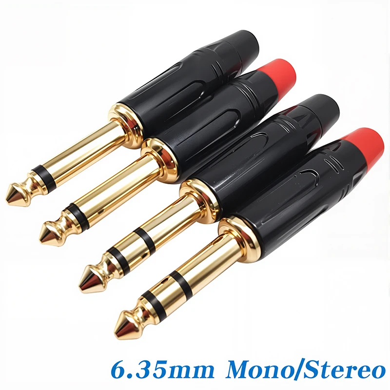 2pcs Musical Sound 6.35mm TRS 1/4 inch Solder Type Mono Stereo Plug Connector for Speaker/Guitar/Microphone Cables