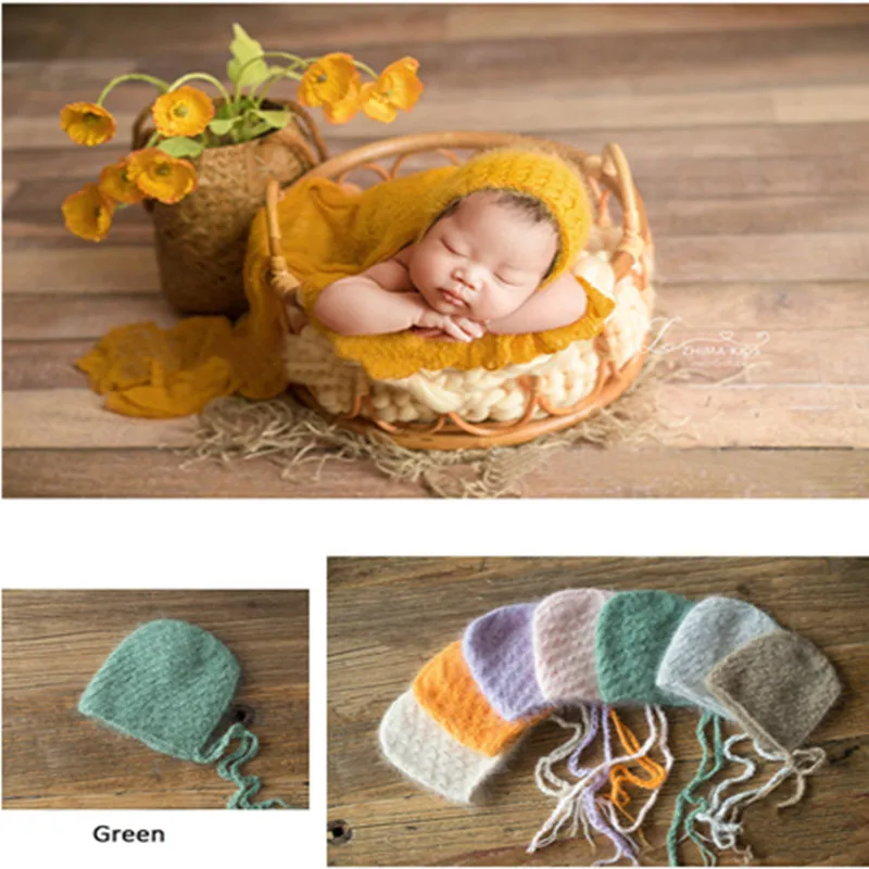 

Manual Newborn Photography Props Knit Cashmere Newborn Hat Baby Photo Costume Photography Props Cap Studio Shoot Props