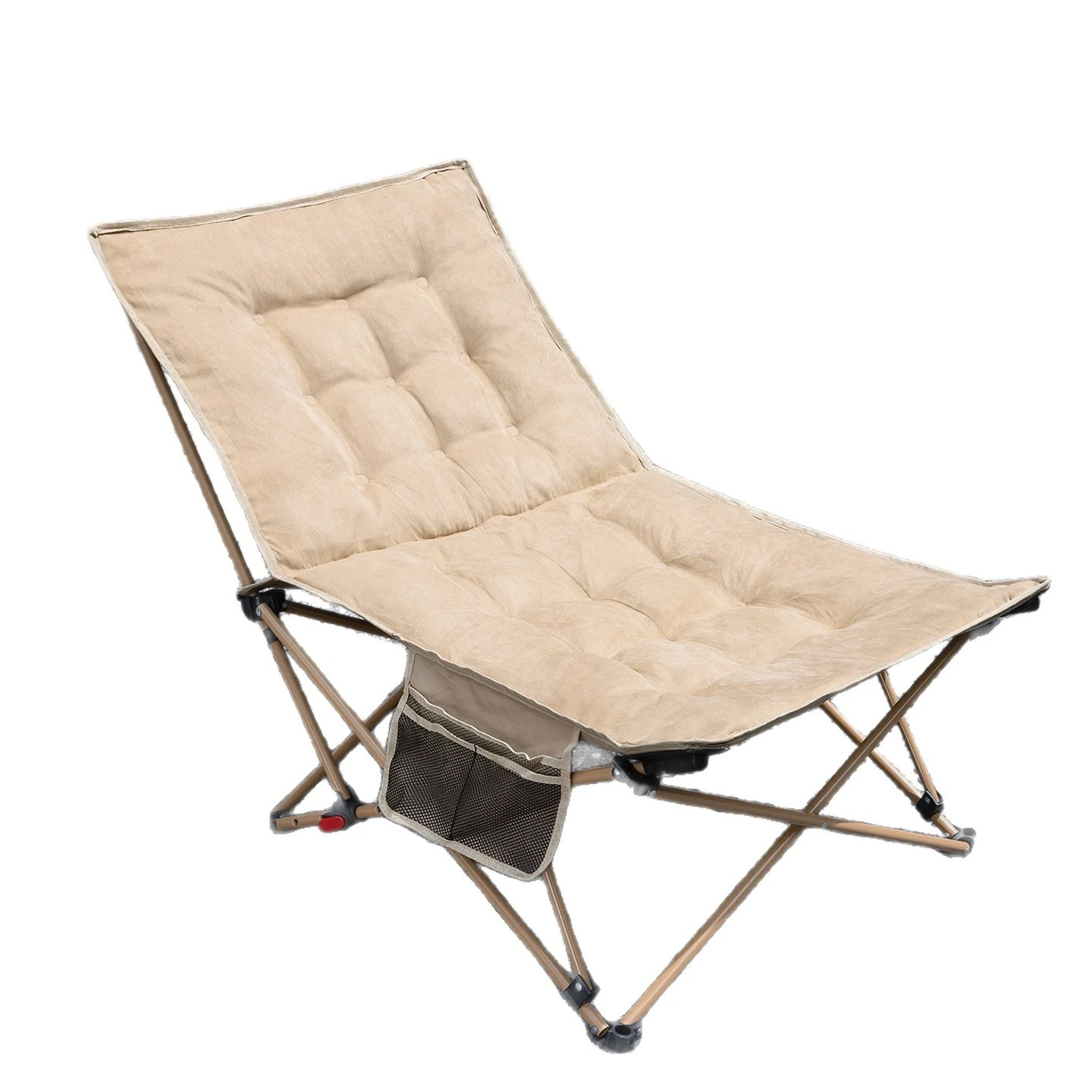 Padded Adjustable Folding Camping Recliner Chair with Side Storage Pocket 3-in-1 Sit Lie Sleep Outdoor Lounge Chair
