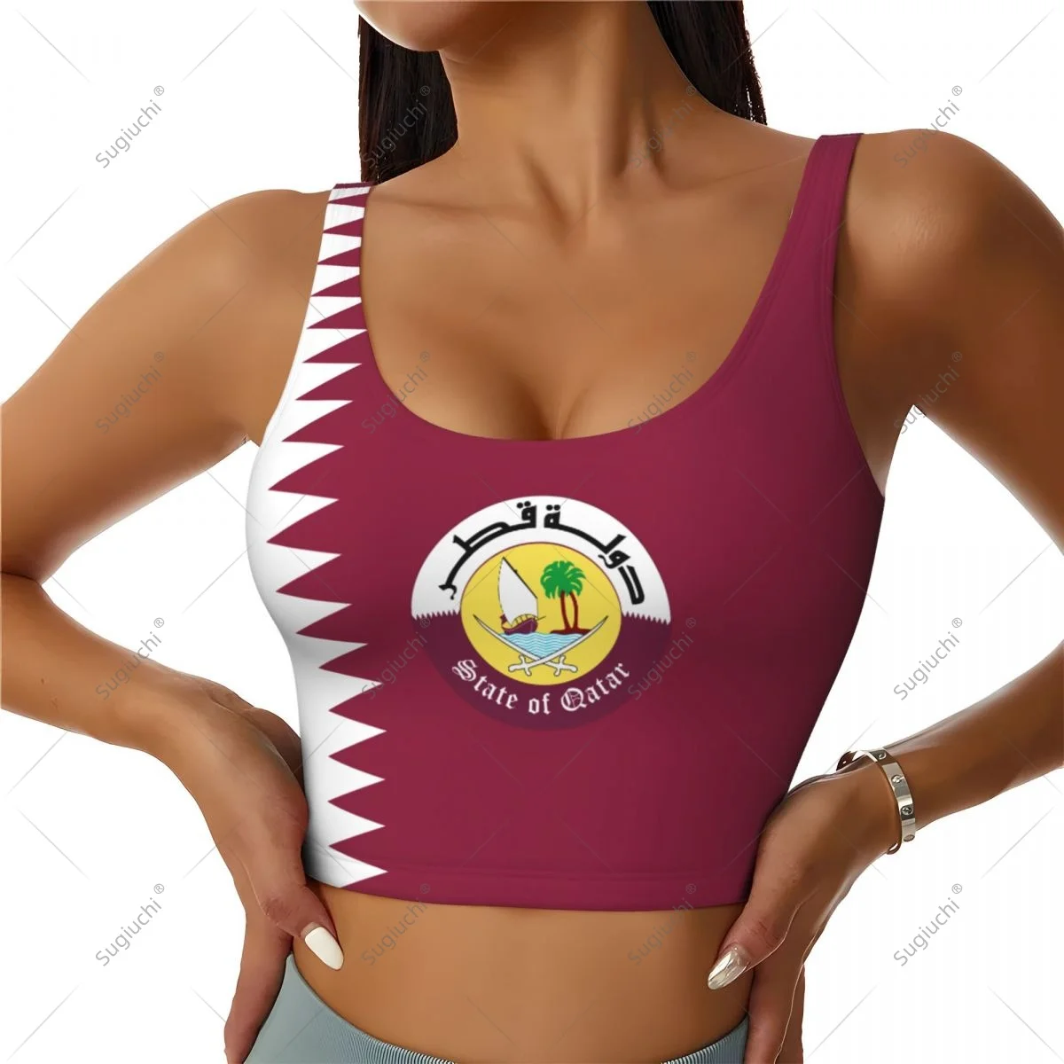 Qatar Flag Women Girl Activities Sports Vest for Female Yoga Vest Workout Vest Lightweight Trendy
