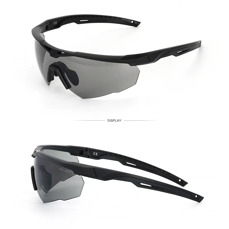 مجموعة نظارات تكتيكية مكونة من 3 عدسات مقاومة للرياح والغبار CS نظارات شمسية عسكرية مضادة للرصاص نظارات تسلق الجبال للدراجات النارية