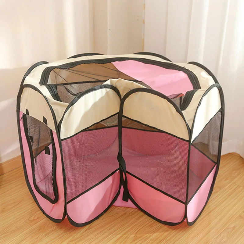 Cats and dogs delivery room pets octagonal cage breathable fence tent scratch-resistant Oxford cloth foldable cat and dog nest image 5
