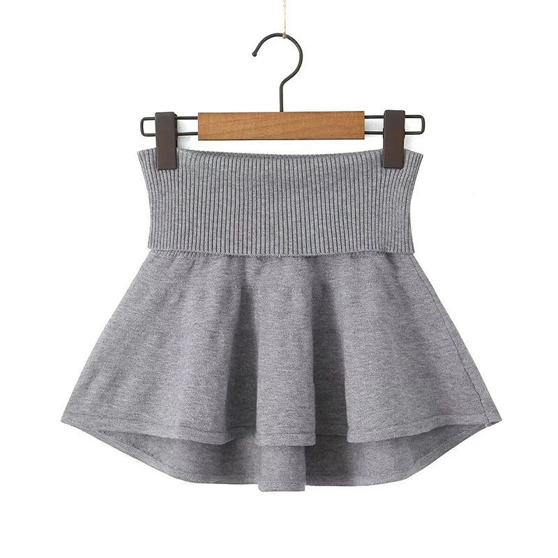 YENKYE Cool Girl Y2K Knit  Skirt Sexy Low Waist A-line Mini Skirts American Retro saia Gray Black Blue Jupe