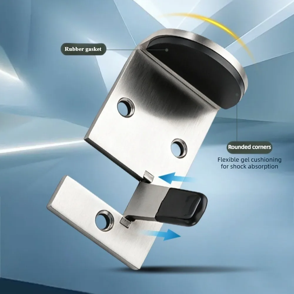 No Drill Heavy Duty Door Stopper Thickened Stainless Steel Door Stopp Windproof Door Locator with Screws Hotel Home Improvement