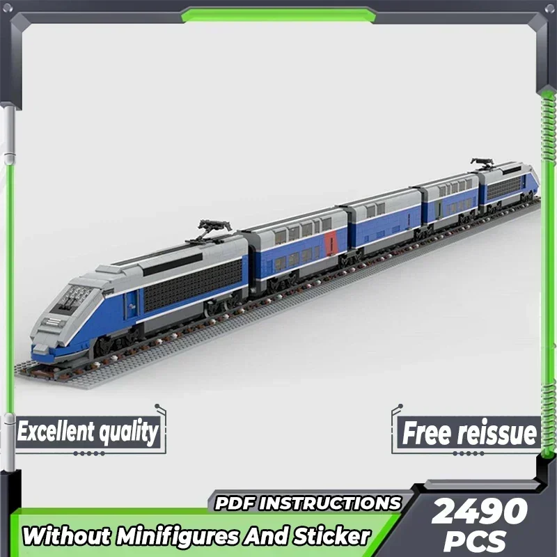 

City Car Model Moc Building Bricks French Double Flat Train Grand Vitesse Technology Blocks Gift Christmas Toy DIY Sets Assembly