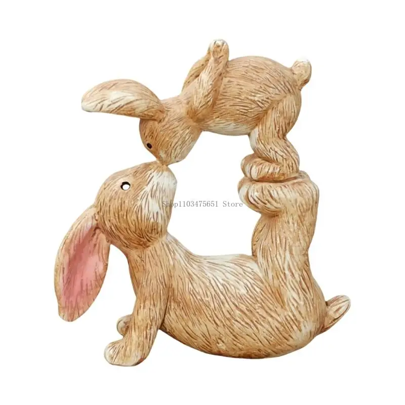 Artistic Kiss Rabbit Sculpture With Detailed Design Perfect For Easter Celebration Decors Adding Festival Fun