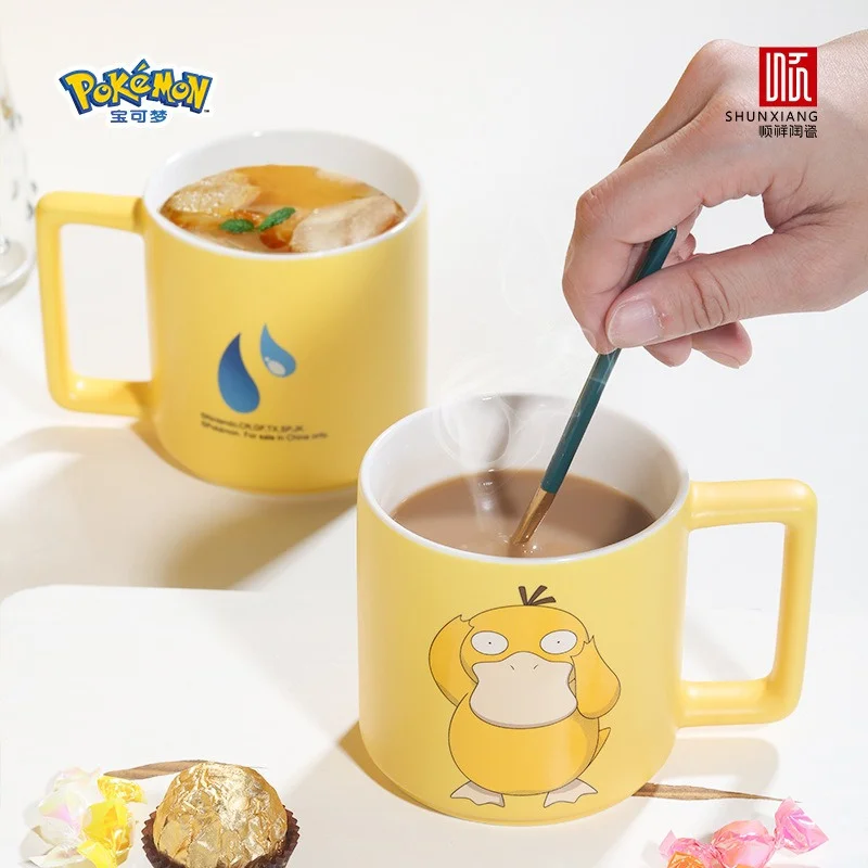 SHUNXIANG Pokémon Licensed Psyduck Mug 350ml Cartoon Ceramic Mug Breakfast Milk Coffee Cup Authentic Anime Drinkware Water Cups