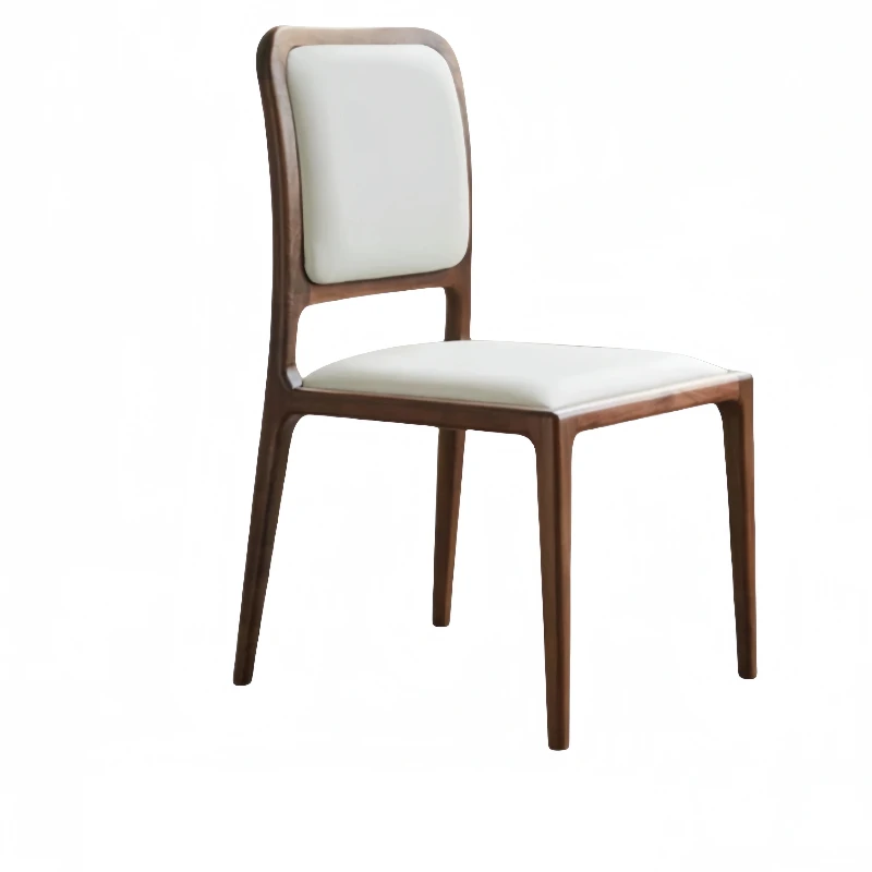 

Североамериканский обеденный стул с кожаной обивкой из черного ореха, роскошный светильник со спинкой из цельного дерева, Escabroso, мебель для столовой