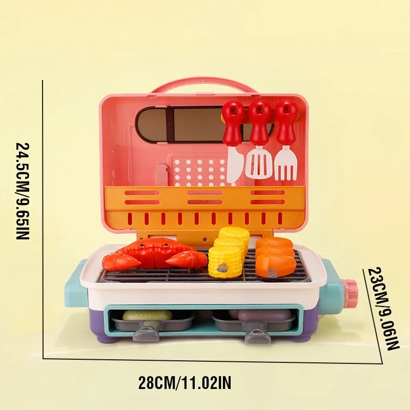 Electric Simulation Spray BBQ Grill Kitchen Toy with Lights and Music Food Pretend Play Toy for Kids Birthday and Holiday Gifts