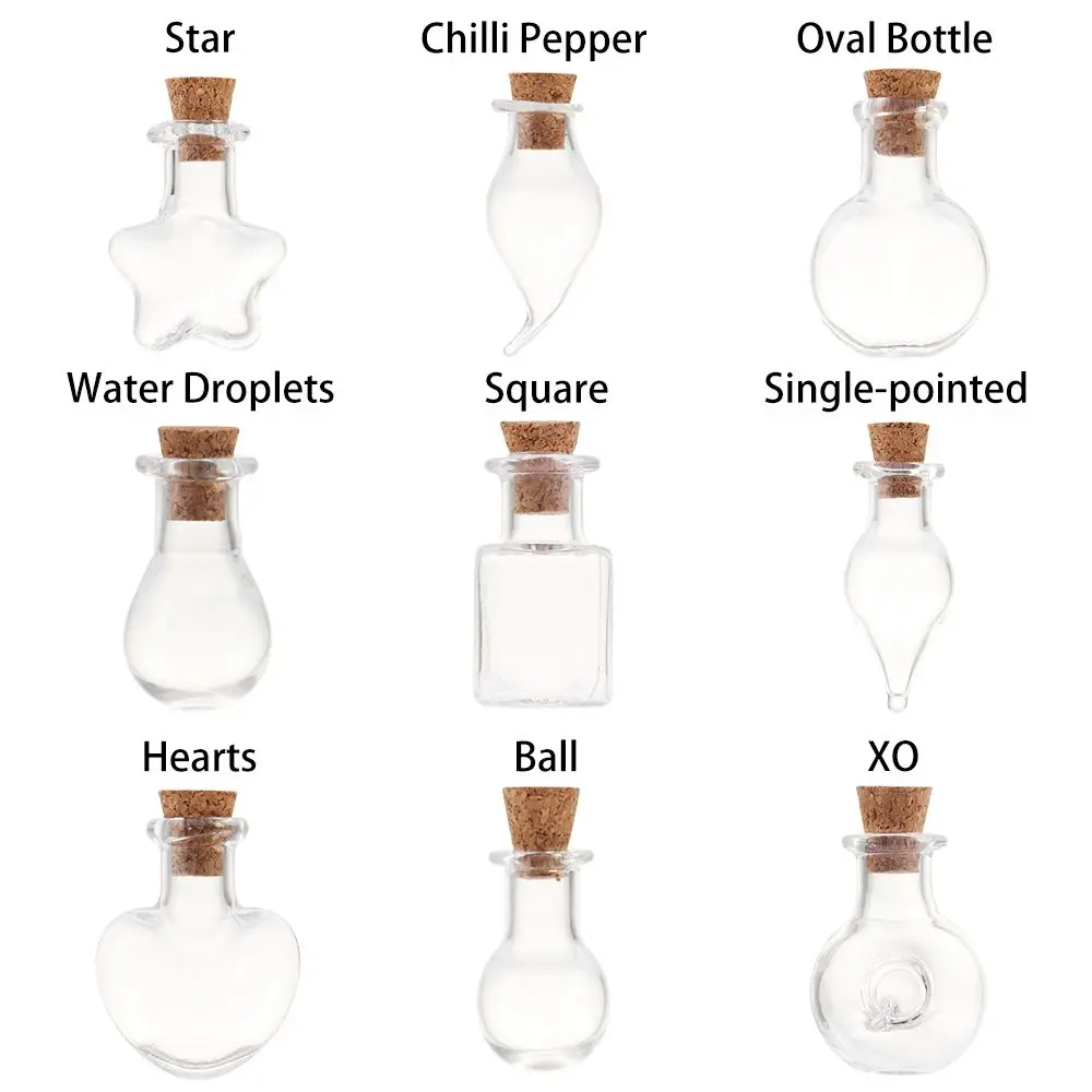 5pcs Mini Glass Cork Bottles Empty Sample Jars Wishing Bottle Wedding Home Decoration DIY Pendants Cork Stopper Storage Vial