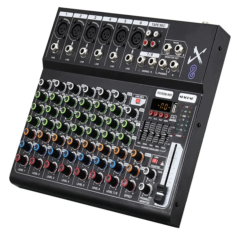 High Quality 8-Channel Audio Mixer Effects Console Audio Mixer For Recording/Performance For Stage Speech Sessions