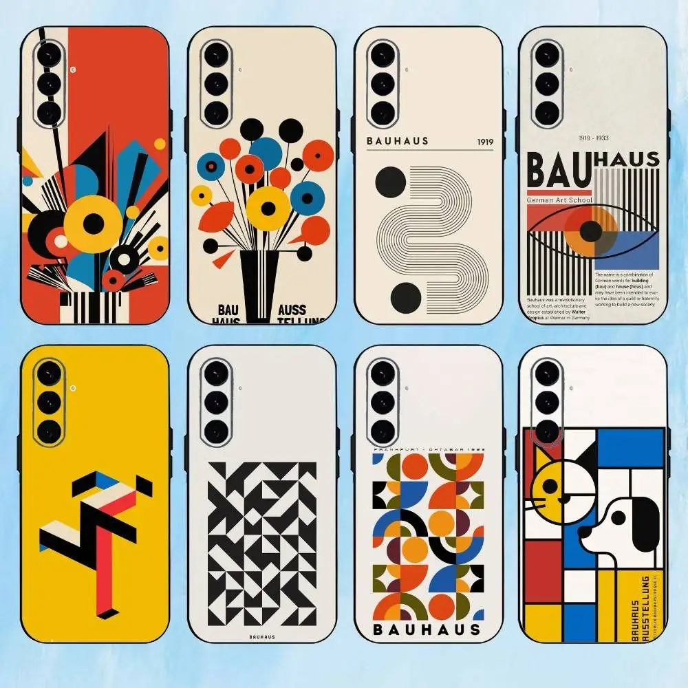 حافظة هاتف G-Geometric Bauhaus Art لهاتف سامسونج جالاكسي A73، A72، A71، A70، A53، A52، A51، غطاء أسود ناعم آخر #1