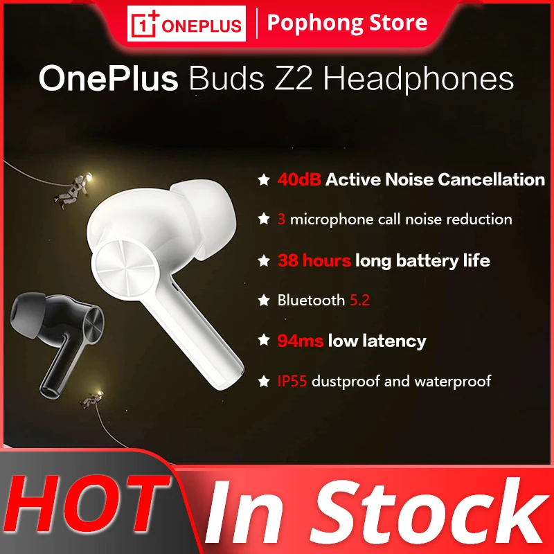 

Глобальная версия OnePlus Buds Z2 TWS Bluetooth-наушники 40 дБ с активным шумоподавлением True Wireless Stereo