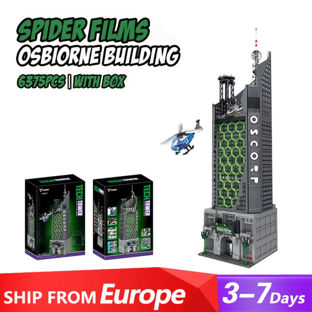 Spider-Films Oscorp Helden-Turm Bausteine mit Licht, Stadt-Klassiker Modulares Montagemodell-Set, Kreative Spielzeuge und Geschenke ﻿ 6375 Stück