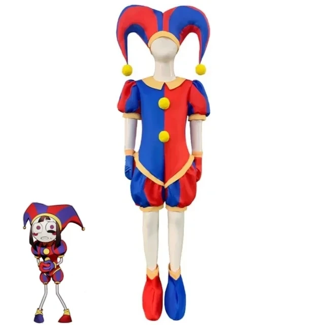 Halloween Costumes Anime Digital Circus Pomni Cosplay Clothing Girls Boys Bodysuit Cartoon Carnival Birthday Gift for Kids Adult