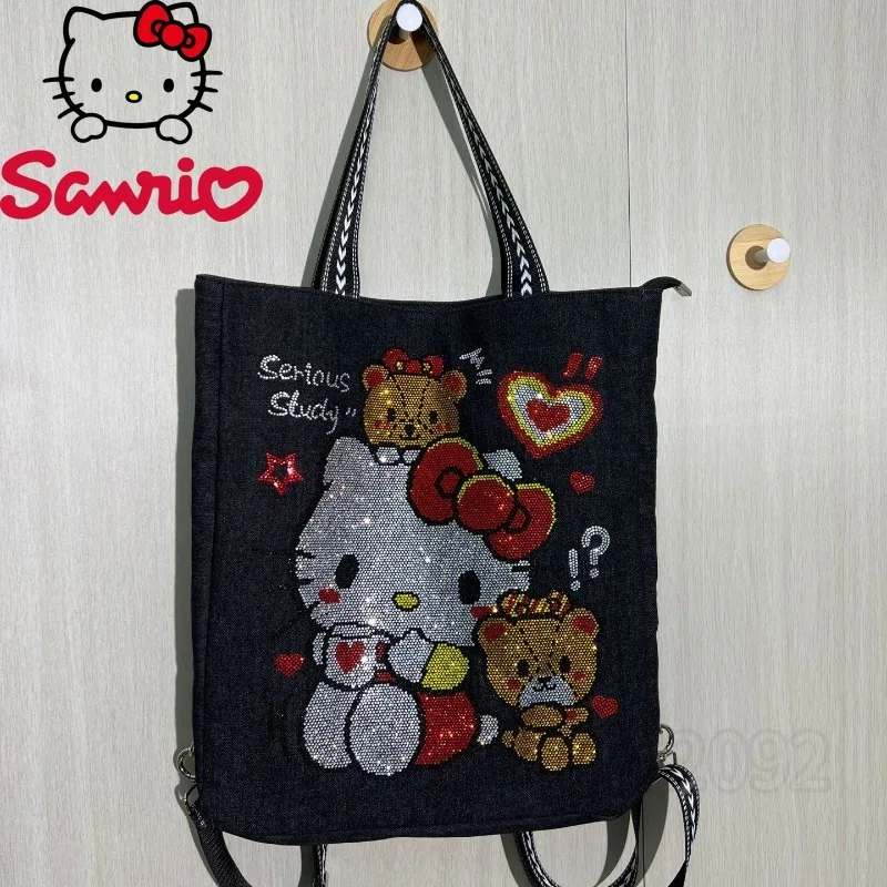 Hello Kitty New Diamond Women's Shoulder Bag Luxury Brand Women's Bag Multifunctional Portable Women's Backpack Large Capacity