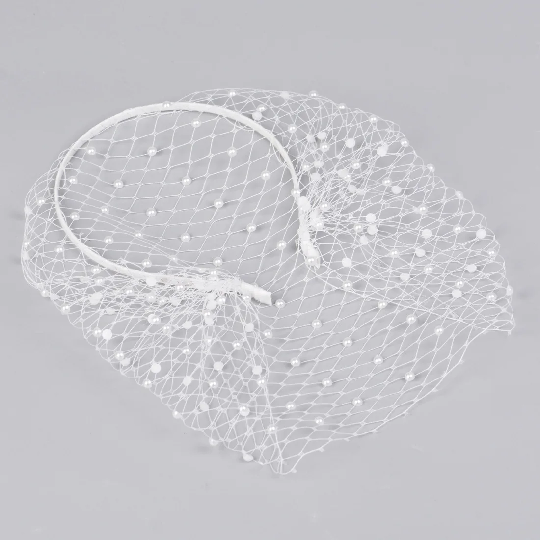 2022 Whitney WV042 White Ivory Blusher Wedding Veil Hard Net Pearls Beaded Face Cover Headband Hair Accessories Velo De Novia