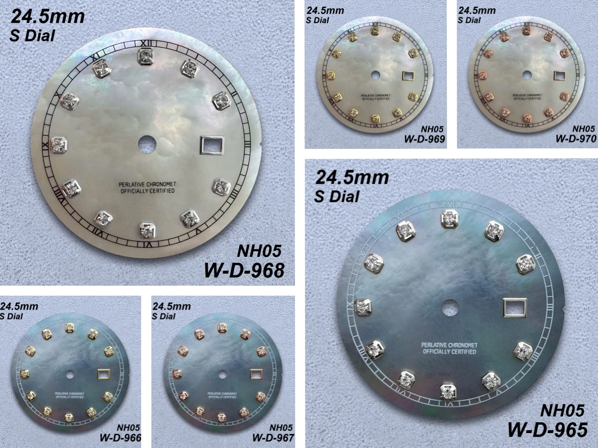 

24.5mm S Logo Shell Dial Fit NH05 Japanese Movement High-Quality Diamond Dial White/Grey Watch Modification Accessories