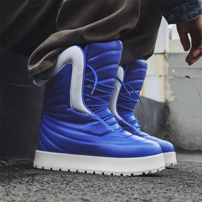 Fashion Blue Men's High Sneakers Streetwear Designer Boots Men Comfort Casual Supetstar Luxury Shoes Men Trendy Motorcycle Shoes