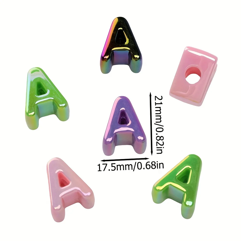 5pcs/Lots AB Color Acrylic Letter Beads Random Color Spacer Loose Beads for DIY Bracelets Necklaces Jewelry Making Supplies