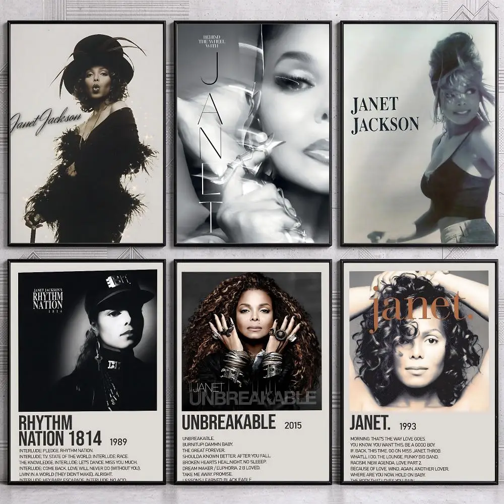 Iconic Pop Singer J-Janet J-Jackson Poster Wall Art Print Sticker for Bedroom Living Room Dorm Office Modern Home Decor Gift