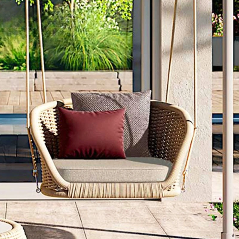 

Роскошные акцентные качели для патио, плетение из ротанга, балкон, двор, удобные качели для патио, минималистичный дизайн, мебель Columpiar Lsqq