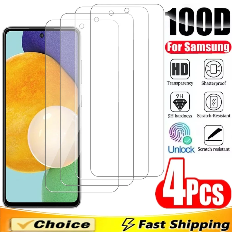 

4Pcs Screen Protector for Samsung A56 A55 A36 A35 A54 A53 A52 A34 A33 A16 A13 A14 A15 A52S A32 A26 A51 S10E S20FE Tempered Glass