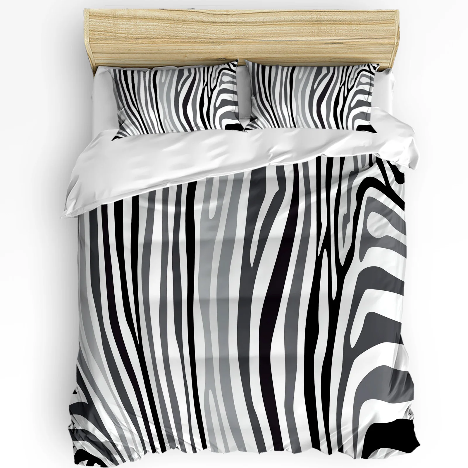 

Zebra Black And White Stripes 3pcs Duvet Cover Set with Pillow Case Double Comforter Bedding Set Quilt Cover Couple Bed