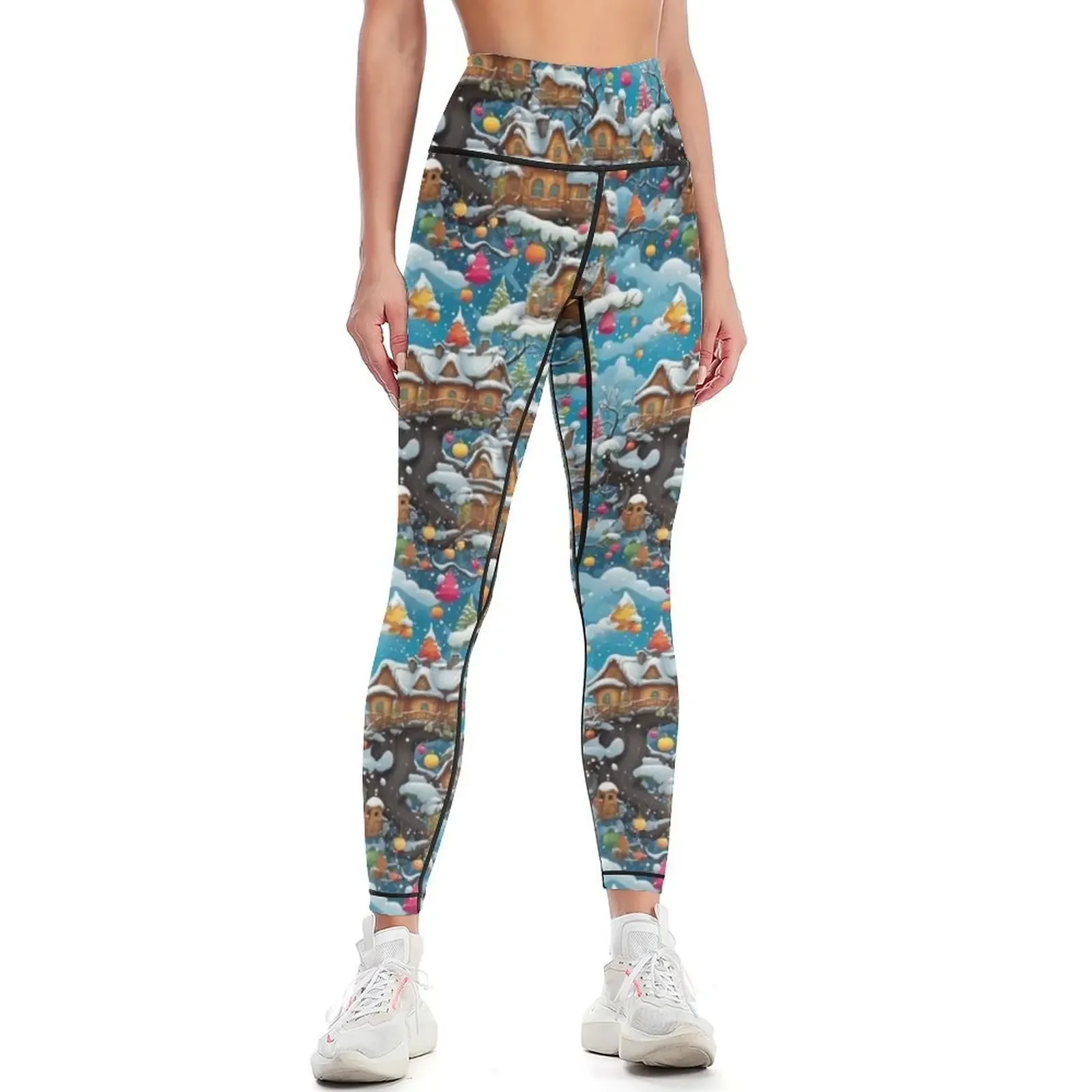 

FUN WINTER TREE HOUSE IN SNOW Leggings Women's gym sports woman gym Women sports Women's sports pants Womens Leggings