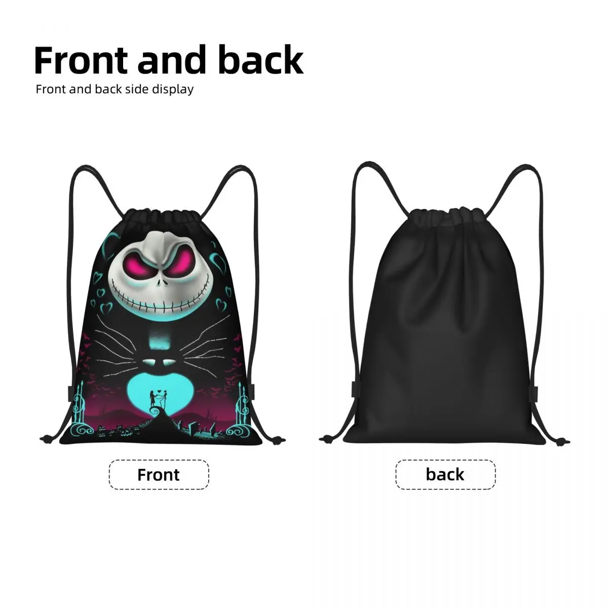 Custom Nightmare Christmas Skull Jack Skellington Drawstring Bags for Shopping Yoga Backpacks Women Men Sports Gym Sackpack