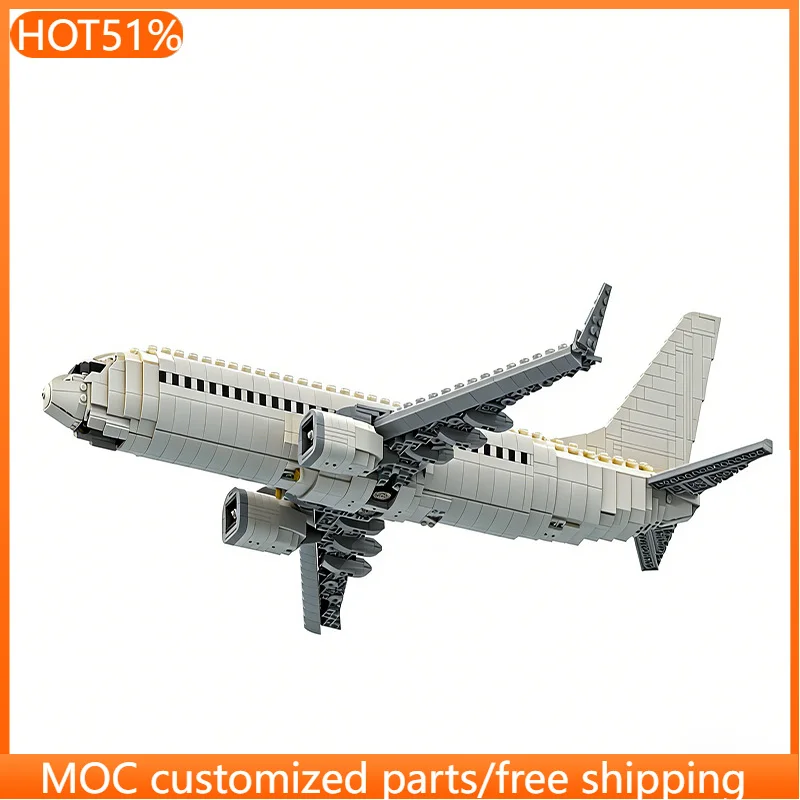 2673 pièces de briques d'avion Boeing 737-800 MOC, blocs de construction modulaires personnalisables, technologie de briques, jouet simple à monter soi-même pour enfants, cadeau de Noël